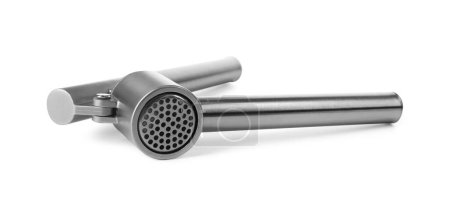 Photo for One metal garlic press isolated on white - Royalty Free Image