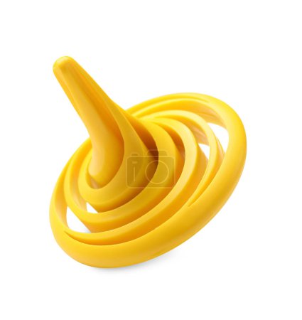 One yellow spinning top on white background