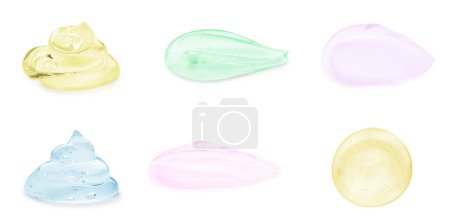 Photo for Samples of cosmetic gel isolated on white, set - Royalty Free Image