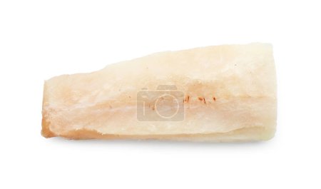 Foto de Filete fresco de bacalao crudo aislado en blanco, vista superior - Imagen libre de derechos