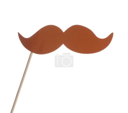 Téléchargez les photos : Fausse moustache en papier sur bâton sur fond blanc - en image libre de droit