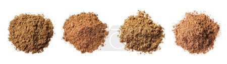 Piles aromatic caraway (Persian cumin) powder isolated on white, top view