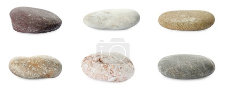 Kieselsteine. Verschiedene Steine isoliert auf weiß, gesetzt