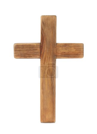 Photo for Wooden cross on white background. Easter attribute - Royalty Free Image