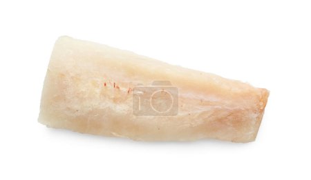 Foto de Filete fresco de bacalao crudo aislado en blanco, vista superior - Imagen libre de derechos