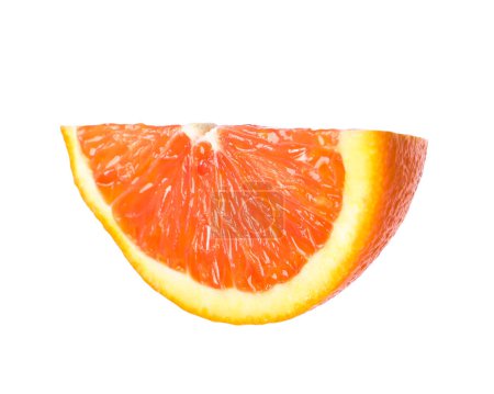 Citrus fruit. Slice of fresh ripe red orange isolated on white