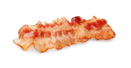 Photo for One fried bacon slice isolated on white - Royalty Free Image