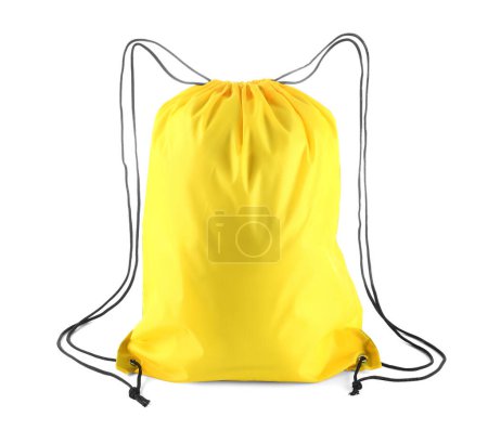 Un sac à cordon jaune isolé sur blanc