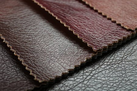Photo for Texture of different leather as background, closeup - Royalty Free Image
