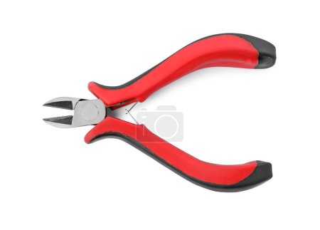 Photo for New side cutting pliers isolated on white, top view - Royalty Free Image