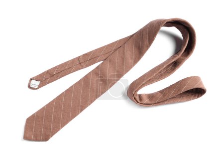 Una corbata a rayas aislada en blanco, vista superior
