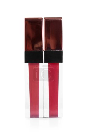 Foto de Dos glosas de labios aislados en blanco. Productos cosméticos - Imagen libre de derechos