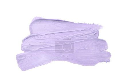Strokes of pink color correcting concealer isolated on white, top view