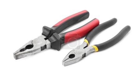 Photo for Different pliers isolated on white. Construction tool - Royalty Free Image