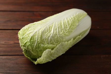 Fresh ripe Chinese cabbage on wooden table