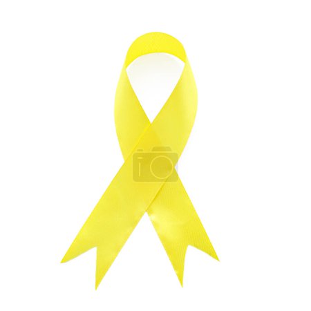 Photo for Yellow ribbon isolated on white, top view - Royalty Free Image