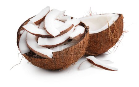 Photo for Pieces of fresh coconut isolated on white - Royalty Free Image