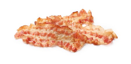 Photo for Delicious fried bacon slices isolated on white - Royalty Free Image