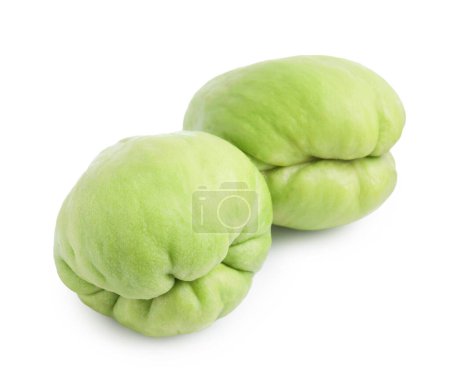 Photo for Two fresh green chayote isolated on white - Royalty Free Image