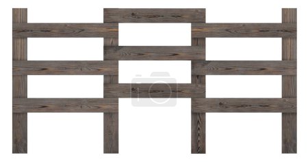 Fence made of wooden planks isolated on white