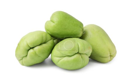 Photo for Many fresh green chayote isolated on white - Royalty Free Image