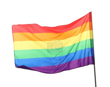 Drapeau LGBT arc-en-ciel lumineux isolé sur blanc