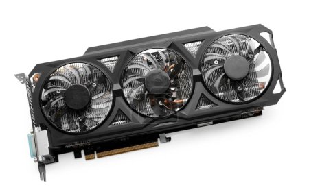 Computer graphics card isolated on white, top view