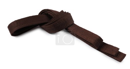 Photo for Brown karate belt isolated on white. Martial arts uniform - Royalty Free Image