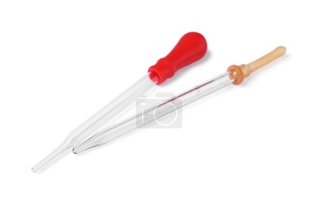 Two glass clean pipettes isolated on white