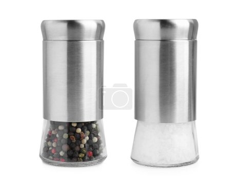 Photo for Salt shaker and pepper mill isolated on white - Royalty Free Image