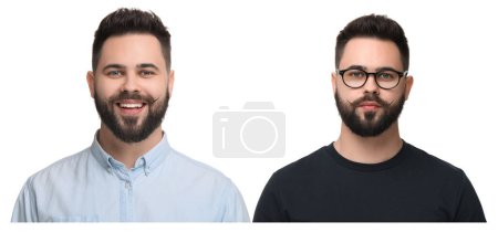 Retrato de hermanos gemelos sobre fondo blanco