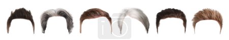 Foto de Diferentes peinados masculinos aislados en blanco, conjunto - Imagen libre de derechos