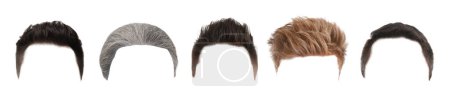 Foto de Diferentes peinados masculinos aislados en blanco, conjunto - Imagen libre de derechos