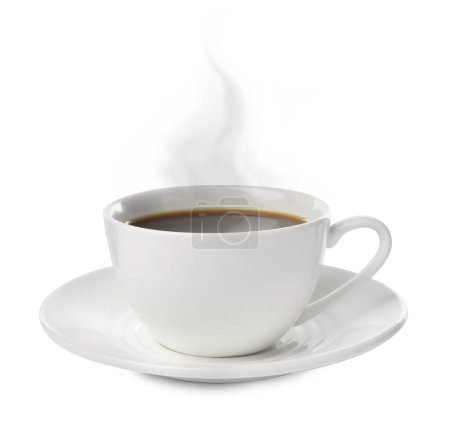 Foto de Café al vapor en taza aislada en blanco - Imagen libre de derechos