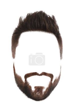 Foto de Peinado masculino con barba y bigote aislado en blanco - Imagen libre de derechos