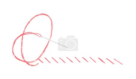 Téléchargez les photos : Aiguille à coudre avec fil et points isolés sur blanc - en image libre de droit