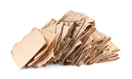 Pile of waste paper isolated on white