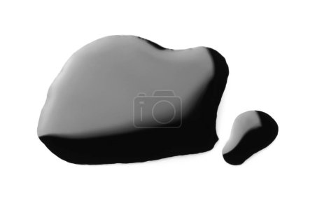 Photo for Blobs of black oil isolated on white, top view - Royalty Free Image