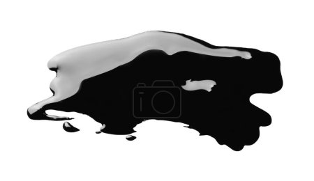 Téléchargez les photos : Tache d'huile brillante noire isolée sur blanc, vue de dessus - en image libre de droit