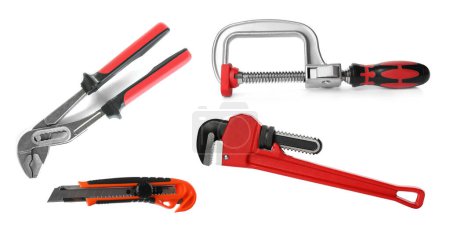 Different construction tools isolated on white, set