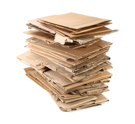 Stack of cardboard pieces isolated on white
