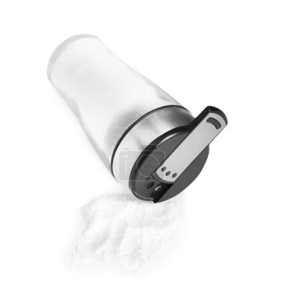 One shaker with salt isolated on white