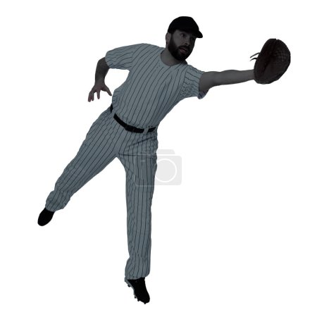 Silhouette of baseball player on white background