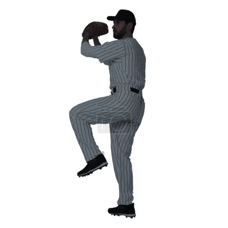 Silhouette of baseball player on white background
