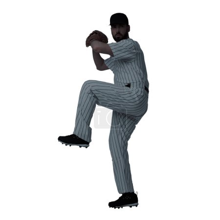 Silhouette eines Baseballspielers auf weißem Hintergrund