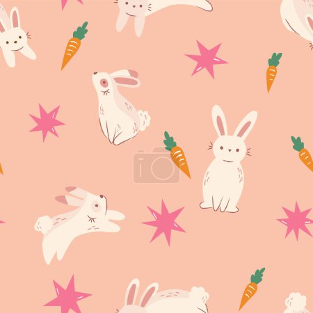 Téléchargez les illustrations : Seamless pattern. modern stylish texture with rabbits - en licence libre de droit