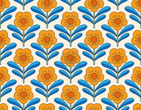 Ilustración de Vintage Damasco Floral Vector Seamless Pattern. Ilustración decorativa de flores retro. Resumen Art Deco Fondo. - Imagen libre de derechos