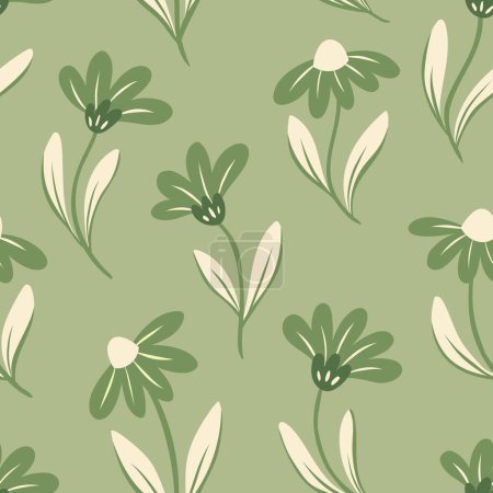 Illustration for Vector floral seamless pattern. Hand drawn flowers illustration. Repeatable background. - Royalty Free Image