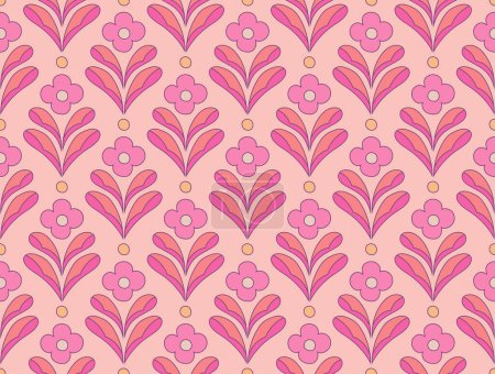 Illustration for Abstract retro floral seamless pattern. Vector vintage flower art deco texture. Geometric minimalist background. - Royalty Free Image