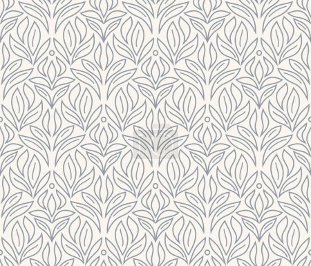 Illustration for Modern floral art deco seamless pattern. Vector damask illustration with leaves. Decorative botanical background. - Royalty Free Image